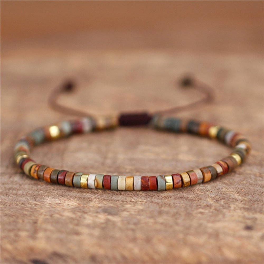 Picasso Jasper 4mm Round Beads Healing Balance Dainty Handmade Bracelet Gift